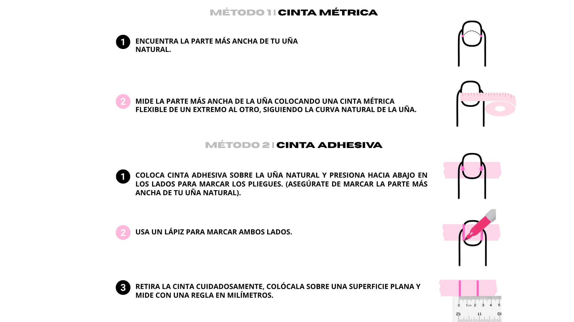 Diapositiva de cómo medir tus uñas